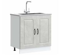 Meuble sous-évier, 1 PC, Armoire de plancher d'évier, Kalmar gris béton bois ingénierie 80x46x81.5 cm A13796