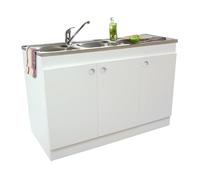 Néova Meuble sous-évier Décliq S13N23120 120x60 cm 3 portes charnières invisibles Blanc