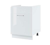 Meuble sous-évier Bellissi Blanc Brillant 1 porte coulissante L 80 cm - Cuisineandcie