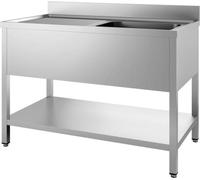 Meuble sous-évier Combisteel, 1 bac, à droite, avec base en acier inoxydable, 2000 x 600 x 850 mm