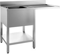 Meuble sous-évier Combisteel 120x70 cm pour lave-vaisselle – 1 bac à gauche, avec socle