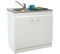 Meuble sous évier DECLIQ 100x60cm 2 portes avec charnières invisibles NEOVA S13N22100 Blanc G