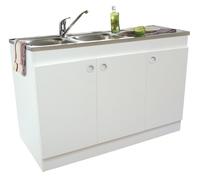 Néova Meuble sous-évier Décliq S13N23120 120x60 cm 3 portes charnières invisibles Blanc
