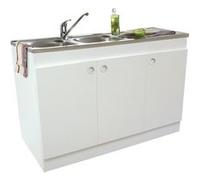 Meuble sous évier DECLIQ 120x60cm 3 portes avec charnières invisibles - NEOVA - S13N23120 Blanc G