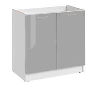 Meuble sous-évier Eco Gris Brillant 2 portes L 80 cm - Cuisineandcie