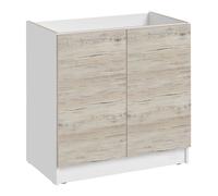 Meuble sous-évier Eco Noyer Blanchi 2 portes L 80 cm - Cuisineandcie