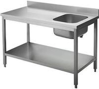 Meuble sous-évier KBS 1200x600x850 mm avec crédence et 1 vasque à gauche avec socle.