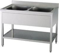 Meuble sous-évier KBS 1200x600x850 mm avec dosseret, 2 vasques avec socle.