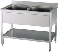 Meuble sous-évier KBS 1200x700x850 mm avec dosseret, 2 vasques avec socle.