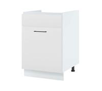 Meuble sous-évier Lovia blanc Mat 1 porte coulissante L 60 cm - Cuisineandcie