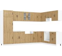 Meuble sous évier Lucca 2 pcs Gris béton Bois d'ingénierie
