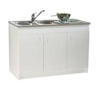 Sous-évier SIM'HYDRO. mélaminé blanc hydro. 3 Portes Réf S12N43120H