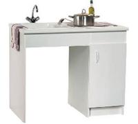 Meuble sous-évier - NEOVA - Handy - Mélaminé blanc - 120 x 60 x 82 cm - Réversible