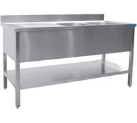 Meuble sous-évier Saro à 2 bacs, côté droit - profondeur 700 mm, largeur 1800 mm