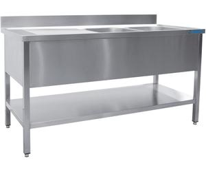 Meuble sous-évier Saro à 2 bacs, côté droit - profondeur 700 mm, largeur 1800 mm