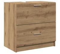 Meuble sous évier - vidaXL - Chêne artisanal - 59x37x59 cm - Style rustique - Bois d'ingénierie - Deux tiroirs