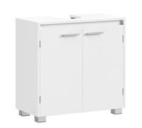 Meuble sous lavabo, 2 Compartiments derrière Les Portes, pour Lavabo sans Colonne, avec Pieds, 30 x 60 x 60 cm, Blanc Nuage