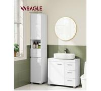 Meuble sous Lavabo, 3 Grands Tiroirs, Placard sous Vasque, 2 Compartiments Derrière la Porte, 30 x 70 x 64 cm, Blanc