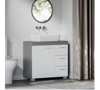 Meuble sous Lavabo 3 Grands Tiroirs Placard sous Vasque 2 Compartiments Derrière la Porte 30 x 70 x 64 cm Gris et Blanc