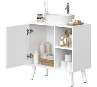 Meuble sous lavabo 60x30x60cm - EUGAD - 1 porte avec 2 compartiments ouverts - Blanc