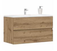 Meuble sous lavabo - Armoire d'évier - vidaXL - Chêne artisanal - bois d'ingénierie - 90 x 38,5 x 45 cm| 661326