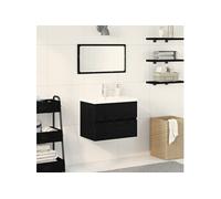 vidaXL Meuble de lavabo de salle de bain Chêne noir avec bassin intégré 60 x 39 x 62 cm