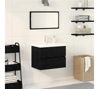 meuble sous lavabo avec bassin intégré Chêne noir Bois d ingénierie, meuble sous lavabo Chêne noir 60x38,5x45 cm Bois d ingénie Noir G