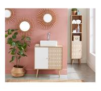 Meuble sous lavabo - BAÏTA - LEIKA - Blanc et effet chêne - L 60 x P 29 5 x H 65 cm