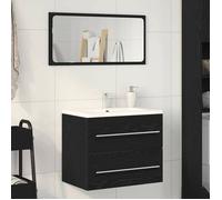 Meuble sous lavabo de salle de bain minimaliste - vidaXL - bois d'ingénierie - chêne noir - 60 x 38,5 x 48 cm - grand espace yem78t2