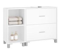 Meuble sous Lavabo, Découpe pour Siphon 20x14,5 cm, Cloison Réglable, 90x30x60 cm,Blanc