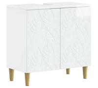 Meuble sous Lavabo Delft Blanc Laqué Haute Brillance, Bois d'Ingénierie | Porte réversible, rangement spacieux, profil mince, finition brillante, entretien facile, fixation murale requise