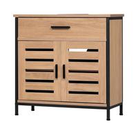 Meuble sous Lavabo en MDF - EUGAD Meuble sous Vasque - Grand Tiroir - 2 Portes - 60x30x60cm - Chêne Clair
