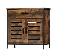 Meuble sous Lavabo en MDF - EUGAD Meuble sous Vasque - Grand Tiroir - 2 Portes - 60x30x60cm - Effet de Bois Brûlé