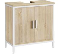 Meuble sous Lavabo - EUGAD Armoire sous Évier - Cadre en Métal - 60x30x60cm - Blanc+Chêne Clair