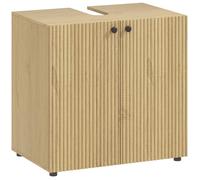 Meuble sous lavabo - HOMCOM - 2 portes à fermeture amortie, étagère réglable - 60 x 39,8 x 58,5 cm, effet bois naturel