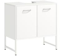 Meuble sous lavabo - HOMCOM - 2 portes à fermeture douce et étagère réglable - panneaux de particules - 60 x 33 x 60,5 cm - blanc
