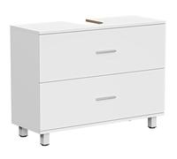 HOMCOM Meuble sous lavabo, Meuble de Salle de Bain avec 2 tiroirs, Armoire de Salle de Bains sous lavabo, Style Moderne, 80 x 30 x 60 cm, Blanc