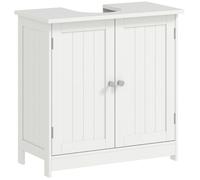 Meuble sous lavabo - HOMCOM - avec placard à 2 portes, étagère réglable - anti-humidité - 60 x 30 x 60 cm - blanc