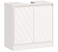 Meuble sous lavabo - HOMCOM - meuble sous-vasque placard 2 portes avec étagère rangement salle de bain - 60x30x59,8cm - blanc