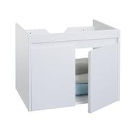 Meuble sous-lavabo HWC-L86, meuble sous-lavabo de salle de bains, MVG mélamine 2 portes 48x59x46cm blanc