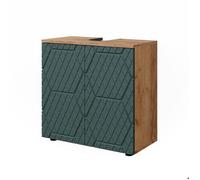 Meuble sous lavabo Irma, 60x59cm, Vert/Chêne de force doré, Vicco 42847