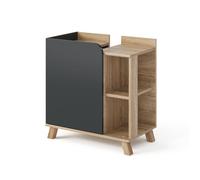 Meuble sous lavabo Karen, 60x65cm avec porte et compartiments ouverts, Sonoma/Anthracite, Vicco 47278