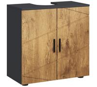 Meuble sous lavabo - kleankin - meuble salle de bain 2 portes étagère réglable - bois - 60x30x60cm - gris anthracite