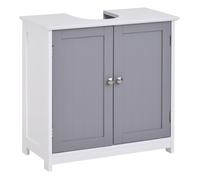 Kleankin Meuble Sous-Lavabo MDF Gris et Blanc 2 Portes et Étagère pour Salle de Bain Aosom France