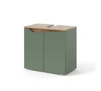 Meuble sous lavabo Marelle, 60x57.5cm avec 2 portes, Vert/Chêne Artisan, Vicco 54399
