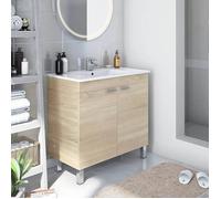Meuble sous-lavabo Massiola Dmora, en bois aggloméré brun chêne 80x45x80h cm