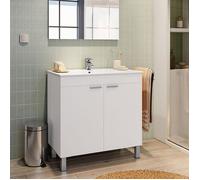Meuble sous-lavabo Massiola Dmora, en bois mélaminé blanc brillant 80x45x80h cm