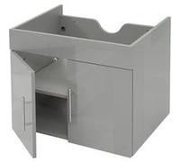 Meuble sous-lavabo HWC-D16, meuble sous-lavabo meuble de salle de bain, brillant 60cm gris