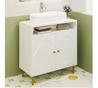 Meuble sous lavabo, Meuble de Rangement pour Salle de Bain, Meuble pour évier avec étagère Ouverte et 2 Portes, étagère réglable