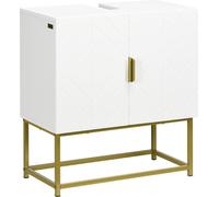 Meuble sous lavabo meuble de salle de bain avec placard double porte pieds en acier doršŠ 60 x 30 x 65 cm blanc